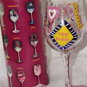 Designs by Lolita “Pretty as a Peacock” Hand-painted Artisan Wine Glass, 15  oz.