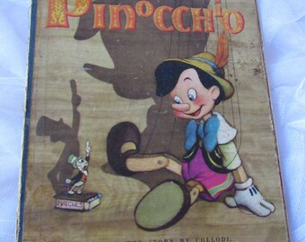 Libro de Pinocho de Walt Disney, edición de 1939, cuarta edición, ilustraciones de Disney.