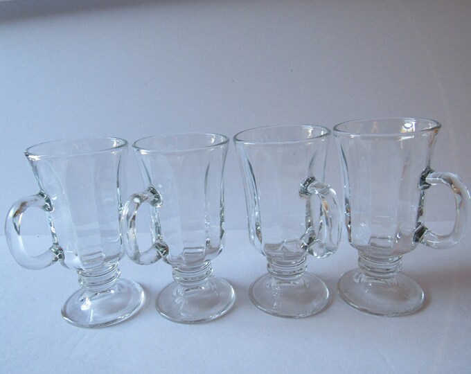 Vintage Set of 4 , Libbey Glasses, Irish Coffee Mugs, Milan Pattern