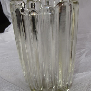 Vintage Vase, Fostoria Glass, Celestial Pattern, Yellow Color, Vertical Ribbed, 7&1/4&quot; Tall, Collectible Glass, Marked