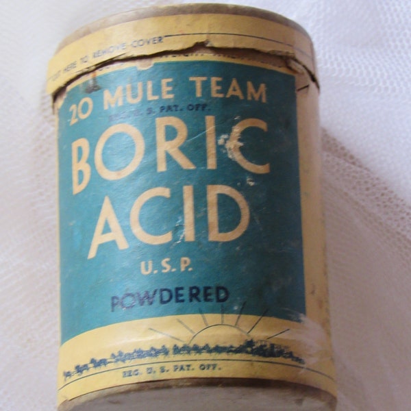 Vintage, Boric Acid Box, 20 Mule Team Brand, Empty Container, Pacific Coast Borax Co, Death Valley CA, 1 /4 Pound Box, Antiseptic, Cardboard