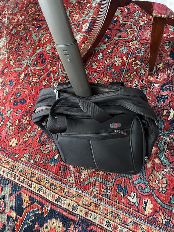 Vintage Victorinox Rolling Business Bag, 2 Roller Wheels, Swiss Army Knives, Telescoping Handle View 2