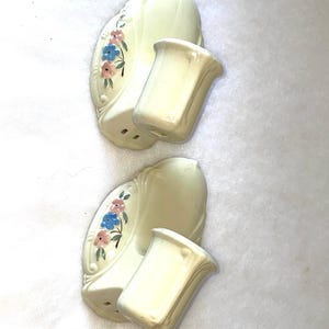 Vintage Art Deco Porcelain Wall Sconces: Floral Powder Room Lights