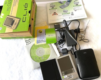 Vintage Sony Clie PEG-TJ 25 PDA, Stylus, Case, Box, Manuals