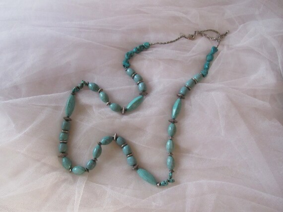 Vintage Chico 39+ Inch Faux Turquoise and Silvert… - image 4