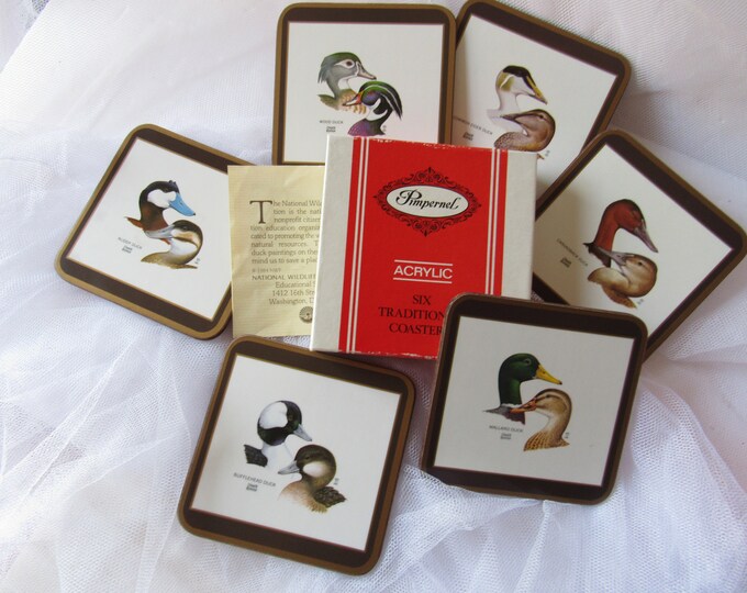 Vintage Coasters, Pimpernel Coasters, Six Duck Coasters, Acrylic and