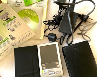 Vintage Sony Clie PEG-TJ 25 PDA, Stylus, Case, Box, Manuals