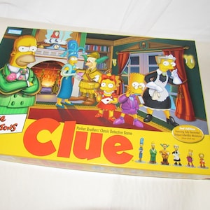 Vintage Clue Game, The Simpsons, Parker Brothers, Classic CLUE, Detective Game, Fully Decorated, Unique Collectible Miniatures, 2nd Edition