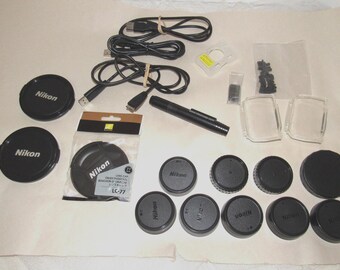 Lot of Vintage Nikon Lens Caps and Other Parts, Most Original Equipment