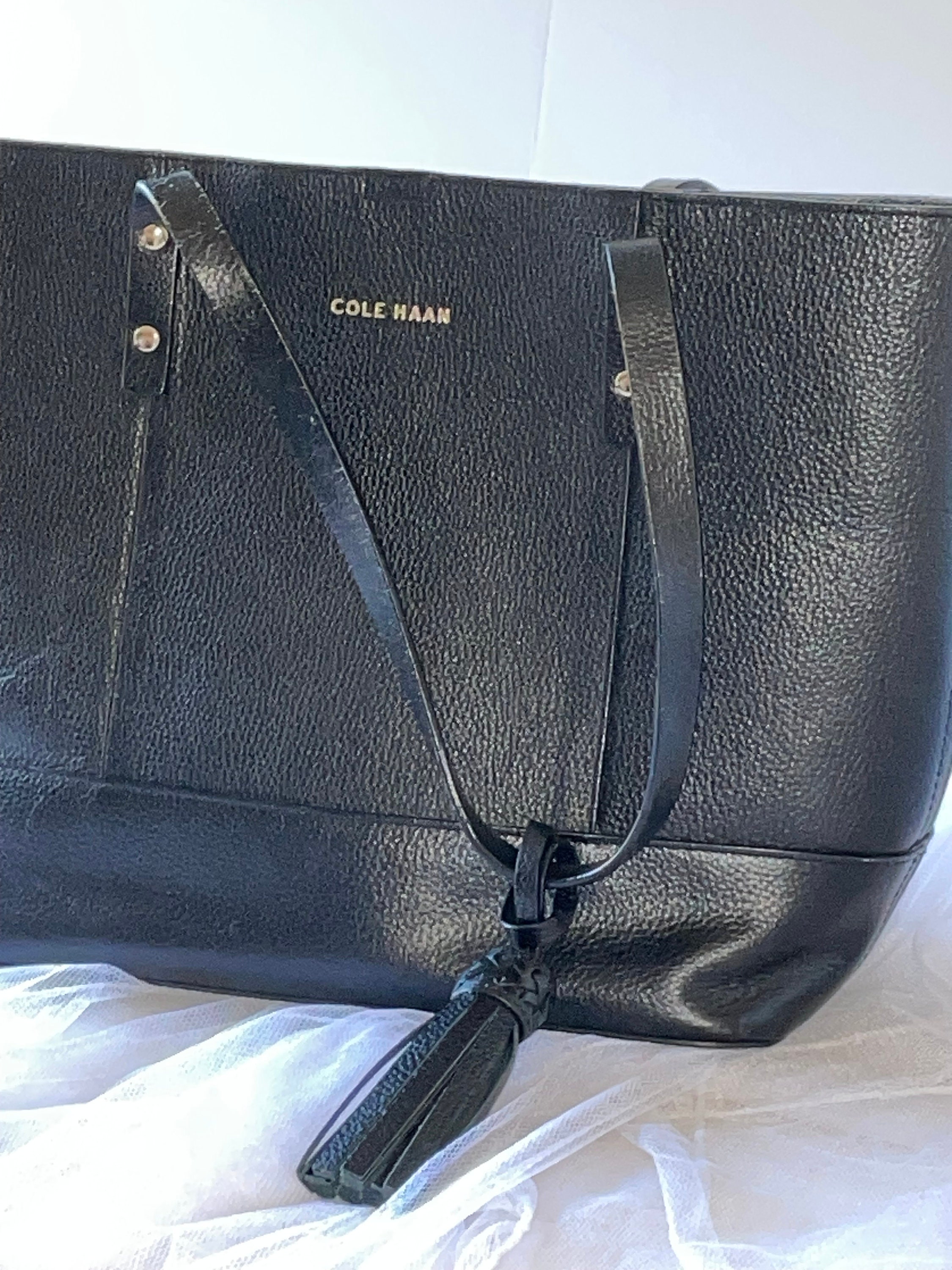 Vintage Cole Haan Black Tassle Tote, Small Shopper Bag
