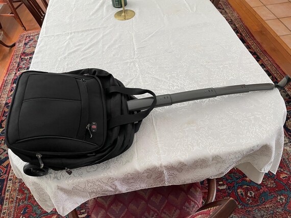 Vintage Victorinox Rolling Business Bag, 2 Roller Wheels, Swiss Army Knives, Telescoping Handle View 3
