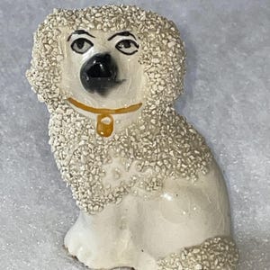 Vintage Small Staffordshire Poodle, Late 19th Century English Porcelain