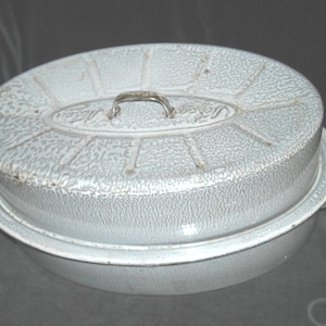 Vintage Gray Enamelware Baker by Nesco, Large Size, Retro Graniteware Turkey Roaster, Thanksgiving, Christmas