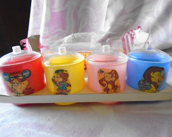 Vintage Alladinware Circus Baby Set, Plastic Nursery Storage, 1960s