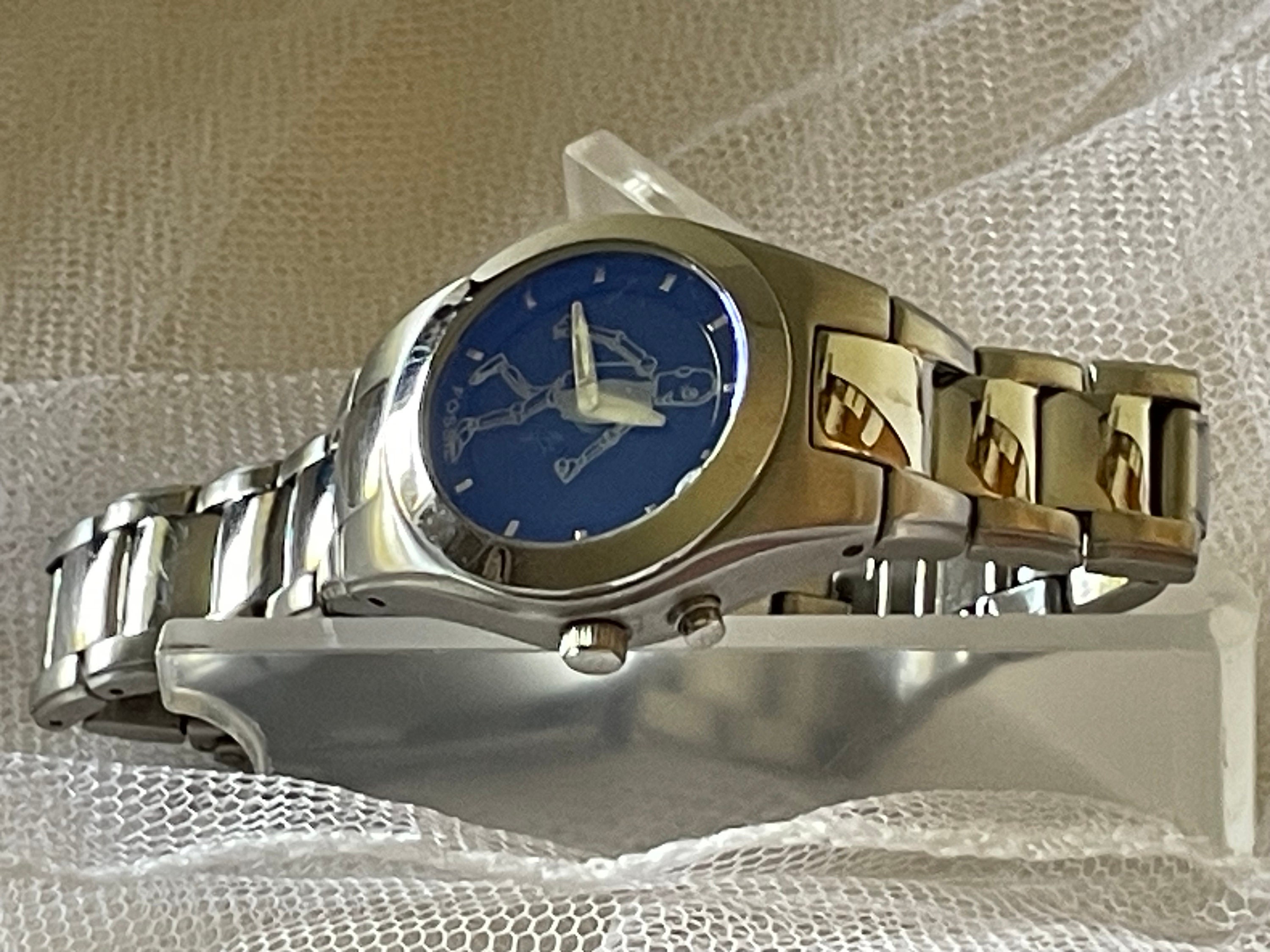 時計 FOSSIL BIG TIC Watch 00s y2k Silver blue FOSSIL BIG TIC Watch 00s y2k Silver blue