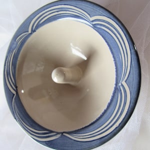 Vtg, The Original Apple Baker, Baking Dish, Terra Cotta, Blue Glazed Baker, 6.5&quot; Diameter, 2.25&quot; Tall, From Paris, Maine, 1980s, Retro Baker