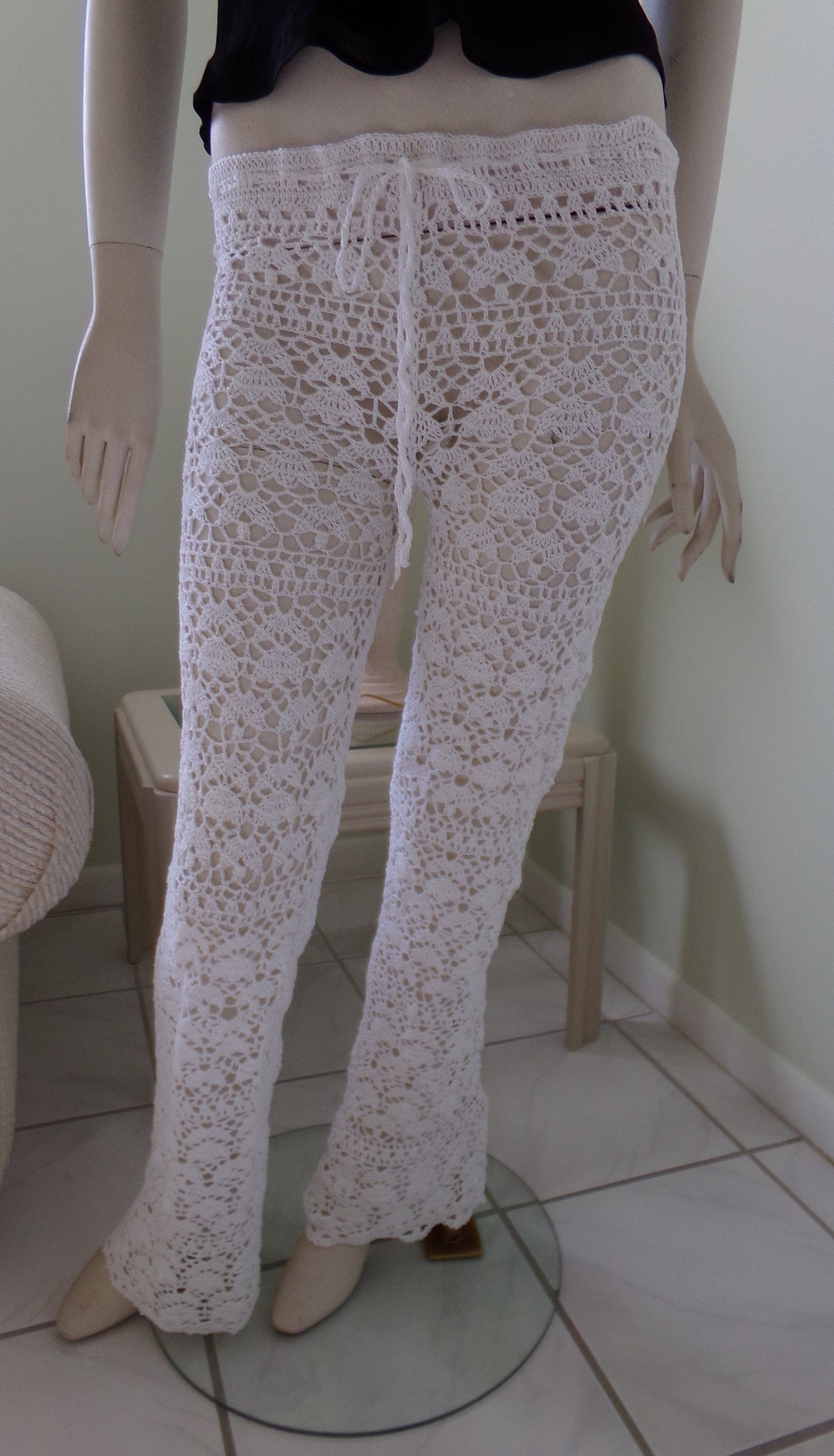 Crochet Lace Pants - Etsy