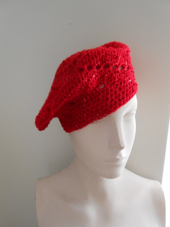 red sequin beret