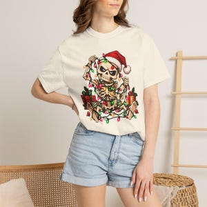 Grumpy Skeleton Christmas Lights Tee, Spooky Holiday Goth Shirt (Comfort Colors)