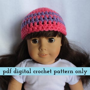 18 Inch Doll Hat Crochet Pattern – Striped Design (PDF Pattern) image 1