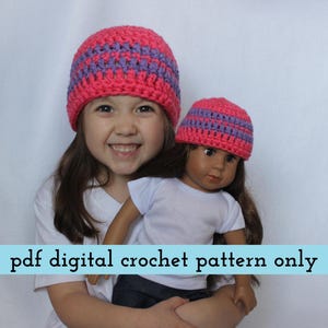 18 Inch Doll Hat Crochet Pattern – Striped Design (PDF Pattern) image 4