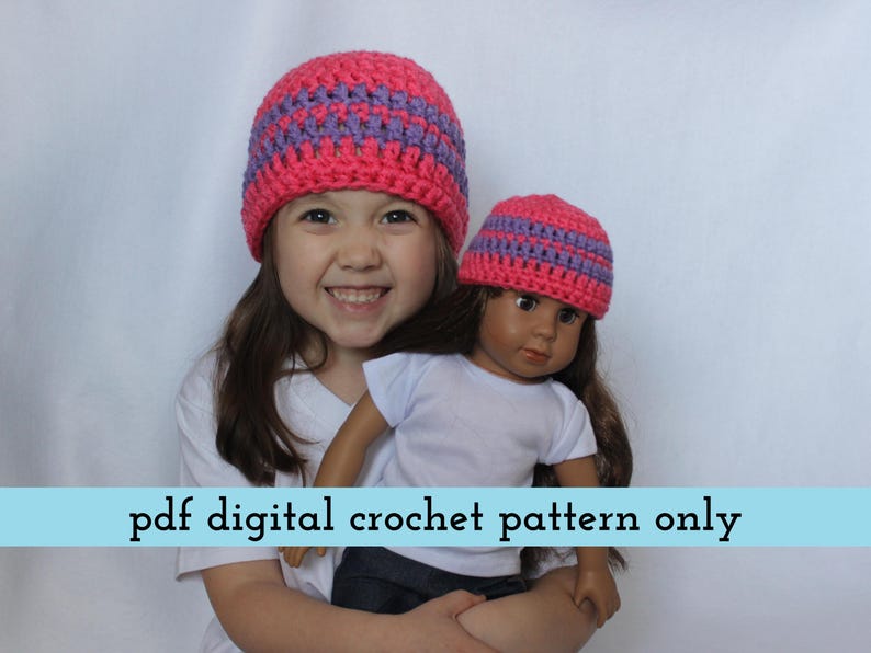 18 Inch Doll Hat Crochet Pattern – Striped Design (PDF Pattern) image 4