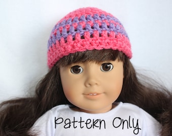 18 Inch Doll Hat Crochet Pattern - Striped Doll Hat Crochet Pattern - Doll Hat Pattern