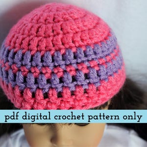 18 Inch Doll Hat Crochet Pattern – Striped Design (PDF Pattern) image 2