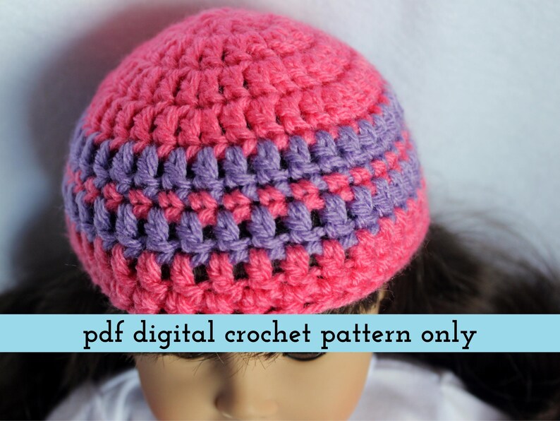 18 Inch Doll Hat Crochet Pattern – Striped Design (PDF Pattern) image 2