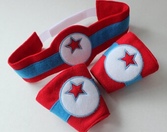 Superhero Belt and Wrist Cuffs - Super Hero Pretend Play - Kids Costume - Dress Up Items