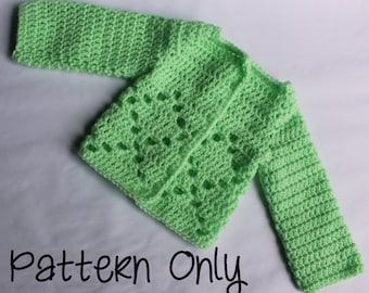 Diamond Sweater Crochet Pattern - Newborn to Three Months - Boy or Girl Pattern