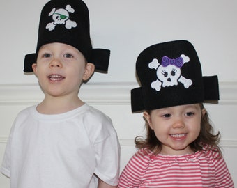 Personalized Pirate Hat - Pretend Play Pirate Hat - Dress Up - Toddler and Child Pretend - Girl Pirate - Boy Pirate