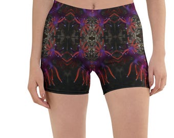 Stretchy Shorts, Fitness Bottoms, Running Gear Four Way Stretch Black Purple
