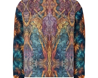 Psychedelic Pullover, Oversized Sweatshirt, Vibrant Colors