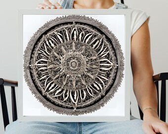 Tribale mandala-kunstprint: AI-gegenereerd muurdecor (digitale download)