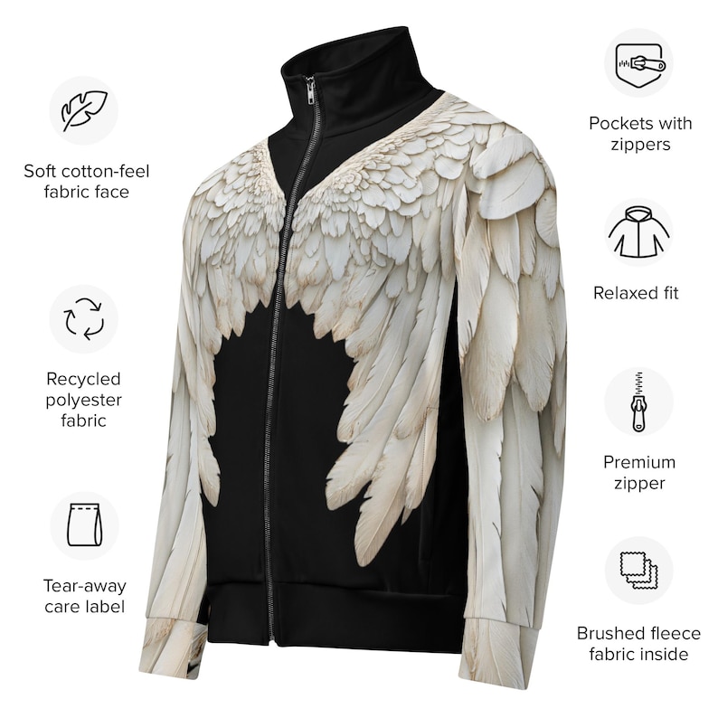 Angel Wings-jas van gerecyclede stof, unisex 3D-trui afbeelding 8