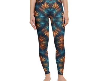Blue Orange Tie Dye Leggings Nature Lover Yoga Outfit