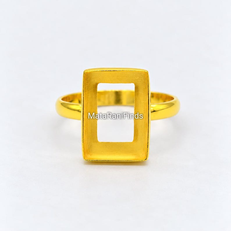 Gold Plated Sterling Silver Rectangle Bezel Ring: DIY Cabochon Setting ...