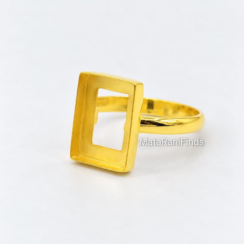 Gold Plated Sterling Silver Rectangle Bezel Ring: DIY Cabochon Setting ...