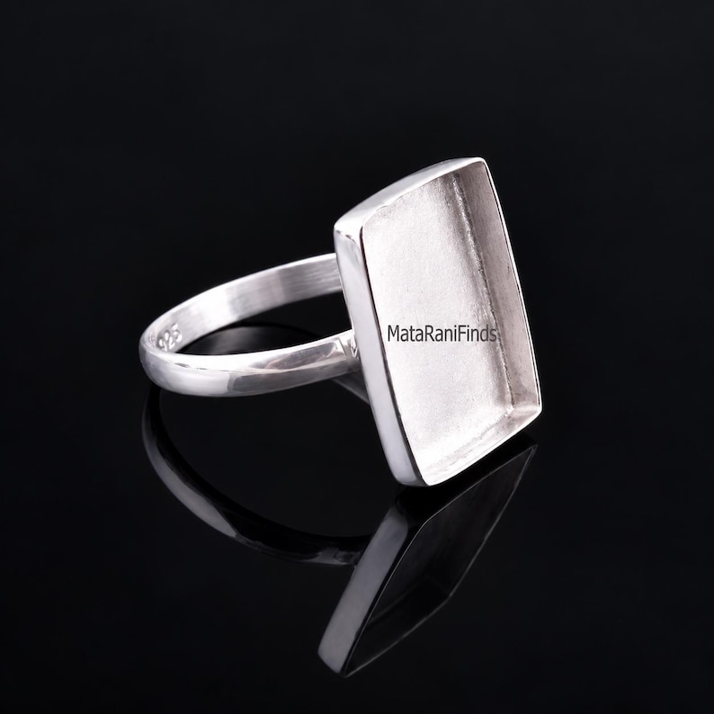 Sterling Silver Rectangle Bezel Ring: DIY Cabochon Setting - Etsy