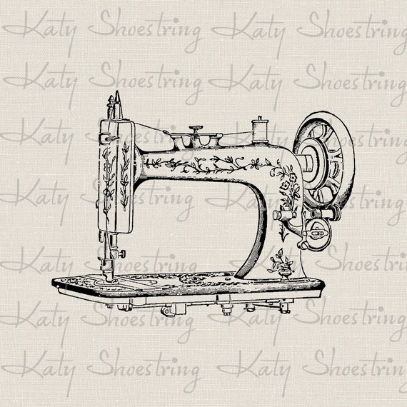 Items similar to Vintage Sewing Machine Printable Digital Image Fabric Transfer To Burlap Paper