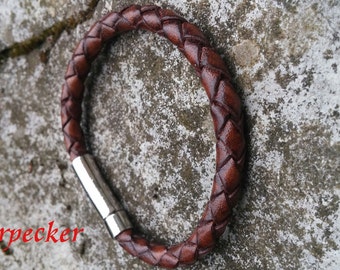 Leather Braided Bracelet, Chunky Leather, Boyfriends Gift, Fathers Day Gift