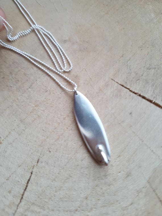 Sterling Silver Surfboard Necklace: Personalized Surfer Jewelry