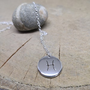 Pisces necklace in sterling silver, Zodiac Sign Necklace, Gift for her, Pisces necklace silver