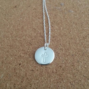 Personalized Sterling Silver Cross Necklace: Christening Communion Gift