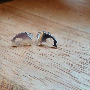 Dolphin stud earrings sterling silver, Fish Stud earrings