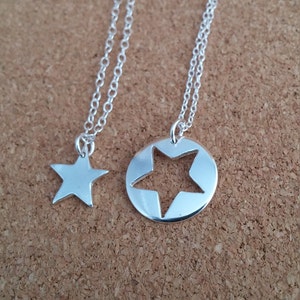 Star necklace sterling silver, Mother and daughter gift