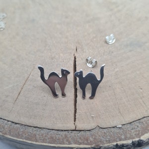 Sterling Silver Cat Stud Earrings: Dainty Gift