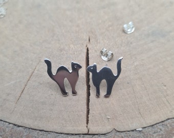 Sterling Silver Cat Stud Earrings: Dainty Gift