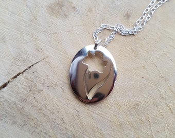 Silver Daffodils Necklace Pendant, Flower jewellery